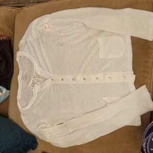 Majestic Filatures Cardigan Womens Size 1 off white Linen  Button Down Paris